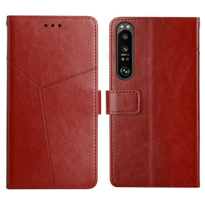 Leather flip phone case with card slots and holder—red, front and back view