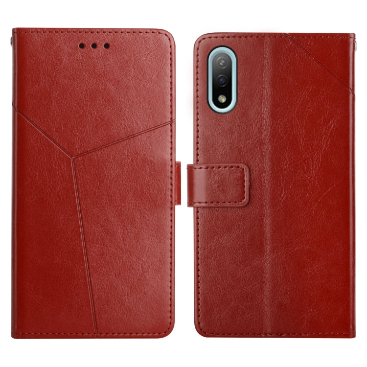 Red leather wallet-style flip phone case with card slot, back camera opening, strap holder