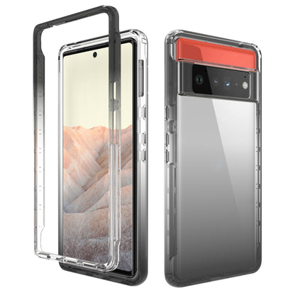 Transparent two-tone gradient phone case with black TPU bumper and back camera cutout