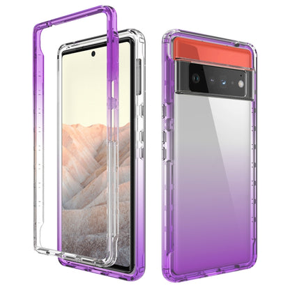 Purple transparent two-color gradient phone case with raised edges and camera cutout