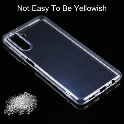Transparent TPU phone case with camera and side cutouts, clear protective frame.