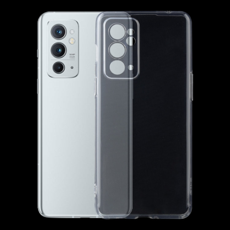 Transparent TPU phone case next to dark phone back, showing camera opening and edges.