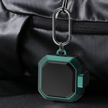 Anti-fall earbud case with carabiner clip, teal and black