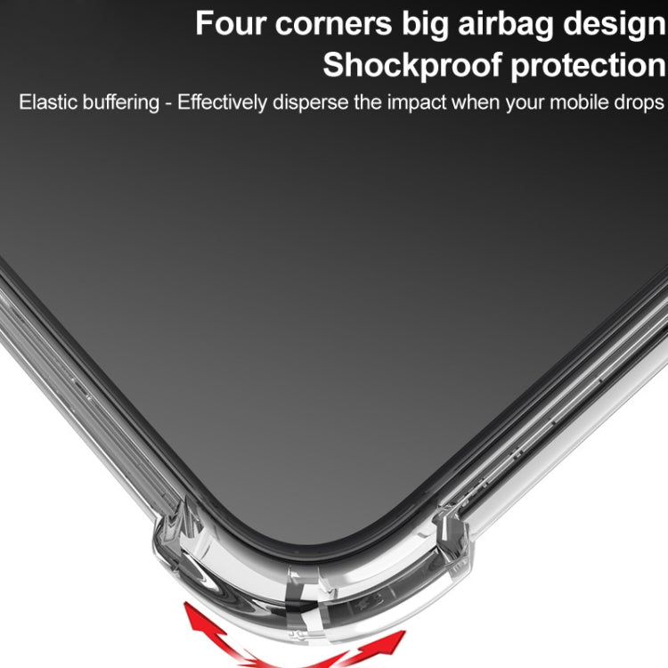 Clear phone case corner with airbag-style shock absorption bumper