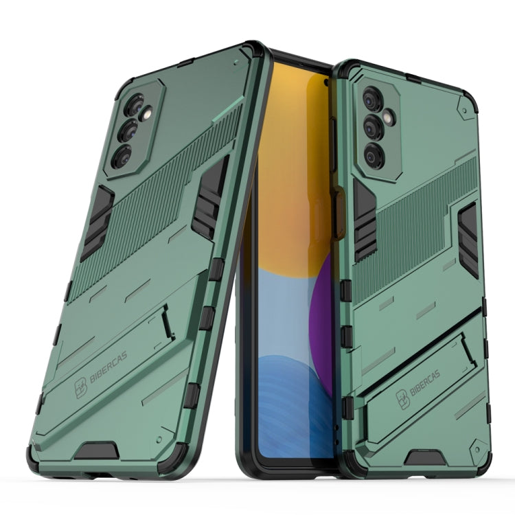Green 2-in-1 PC+TPU shockproof phone case, rugged armor design with camera cutouts
