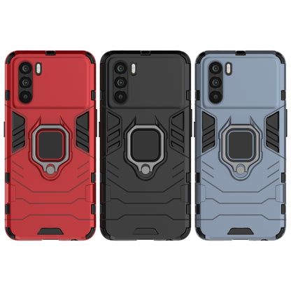 Rugged shockproof phone case colors: red, black, light blue, magnetic ring stand