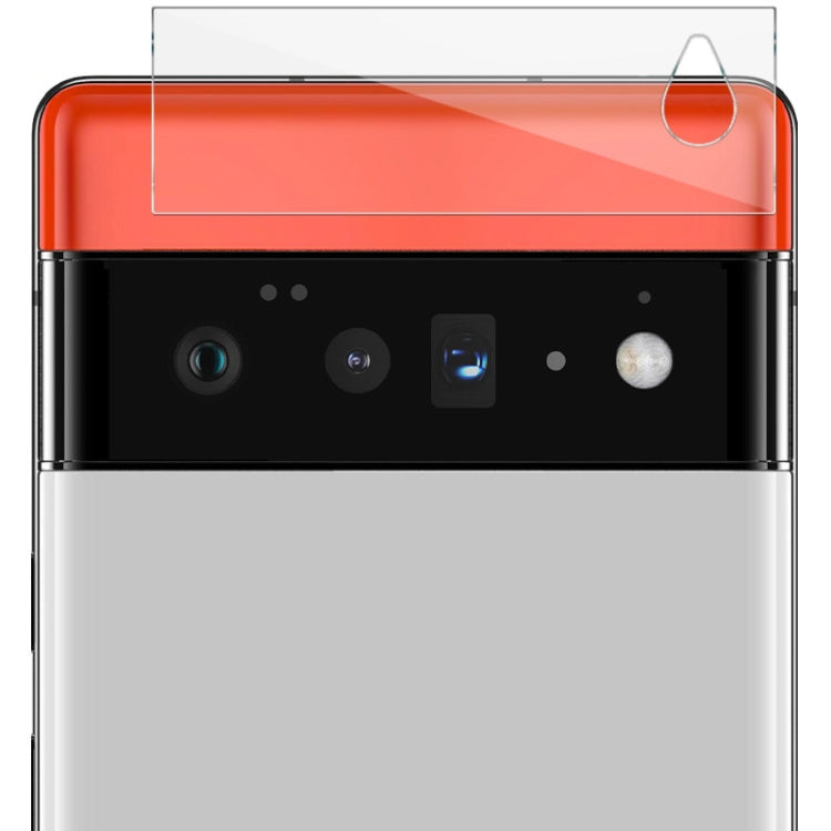 Clear glass rear camera lens film set for Pixel 6 Pro, shown over phone camera area