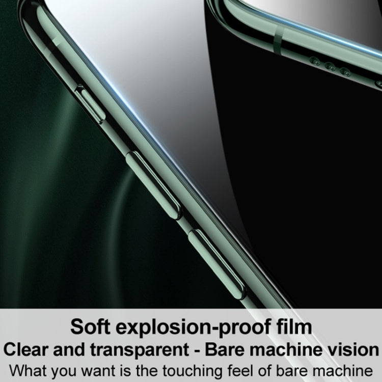 Curved edge detail of a clear hydrogel screen protector film on a phone