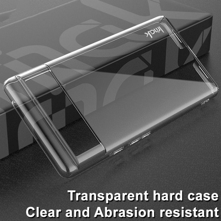 Transparent hard phone case with clear back and raised side rails for Pixel 6 Pro