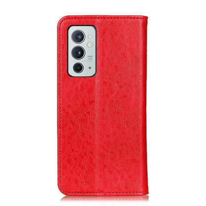 Red magnetic flip leather phone case with camera cutout on the back