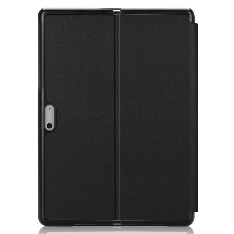 Black leather flip tablet case with back cover and center seam