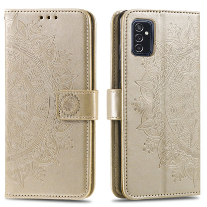 Gold embossed floral leather flip phone case with card holder and snap closure