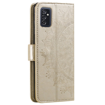 Gold embossed floral leather flip phone case with side seam and card slot holder
