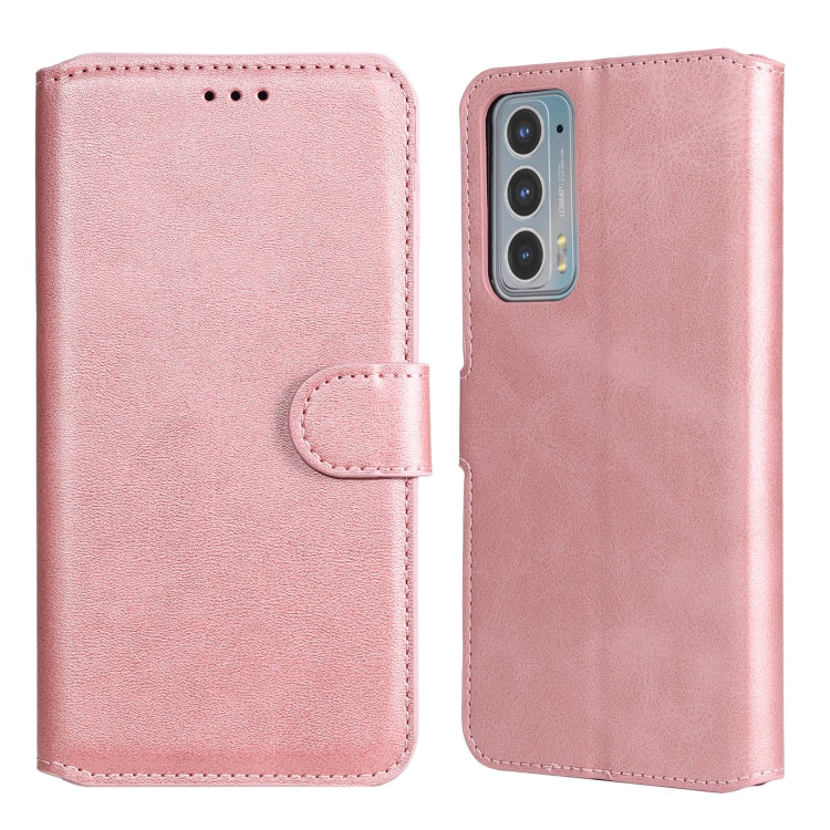 Rose gold flip phone leather case with side clasp, card slot, and camera cutout.