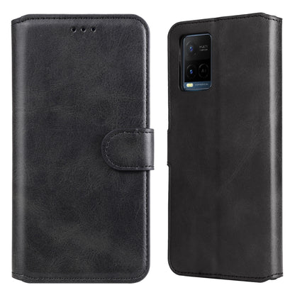 Black flip phone leather case with side clasp, card slot, and camera cutout.