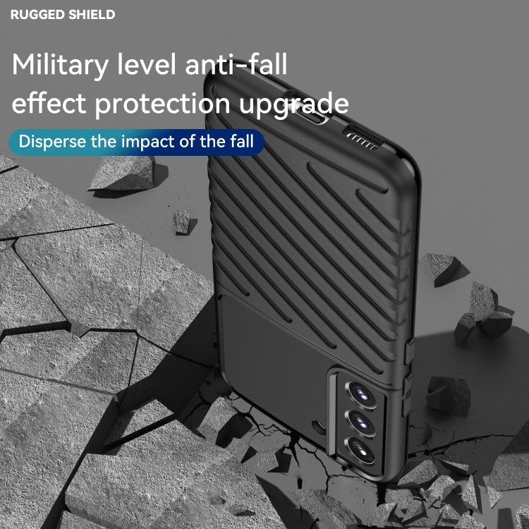 Black rugged TPU phone case with impact-dispersing ridged design and camera guard