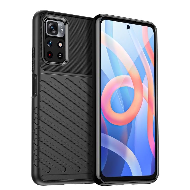 Black shockproof TPU phone case with rugged grip texture and raised camera cutout
