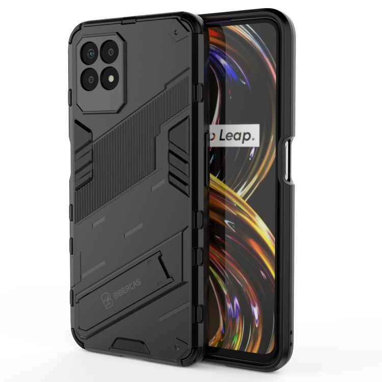 Shockproof phone case for Realme 8i, black rugged TPU with camera cutouts