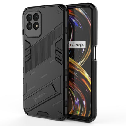 Shockproof phone case for Realme 8i, black rugged TPU with camera cutouts