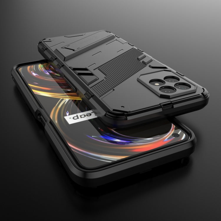 Rugged phone case for Realme 8i, black shockproof TPU with raised screen bezel