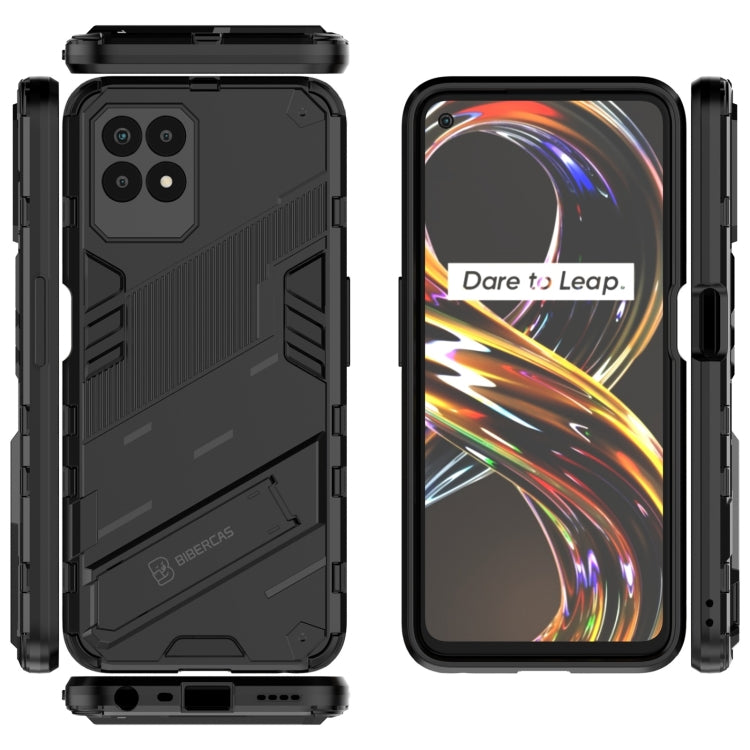 Rugged phone case for Realme 8i, black with protective side buttons and camera cutouts