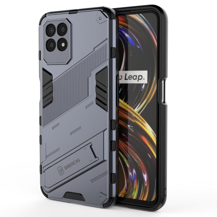 Shockproof phone case for Realme 8i, light grey rugged TPU with camera cutouts and grips