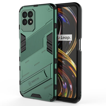 Shockproof phone case for Realme 8i, green rugged TPU with camera cutouts and side protection