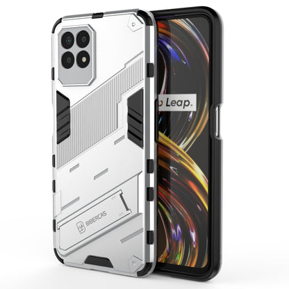 Shockproof phone case for Realme 8i, white rugged TPU with camera cutouts and shockproof frame