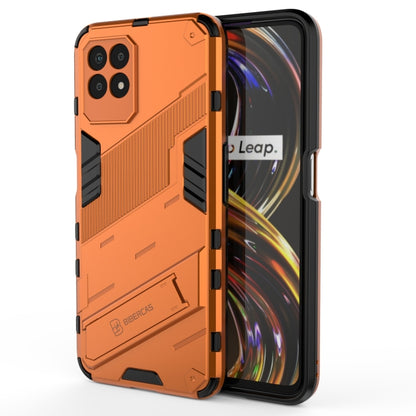 Orange rugged armor phone case with raised edges for Realme 8i