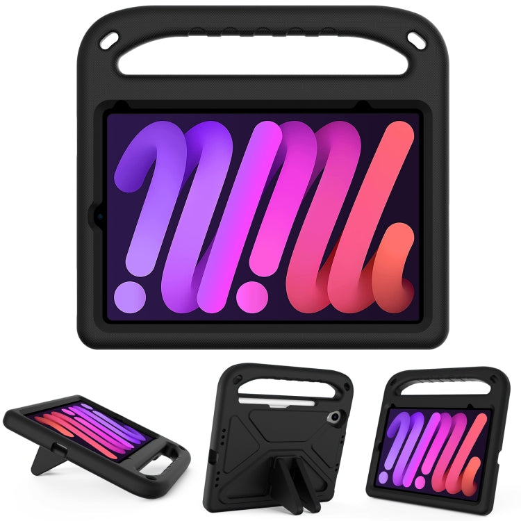 Black shockproof EVA tablet case with handle and triangle stand, front access port