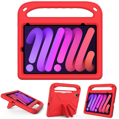 Red shockproof EVA tablet case with handle and triangle stand, front access port