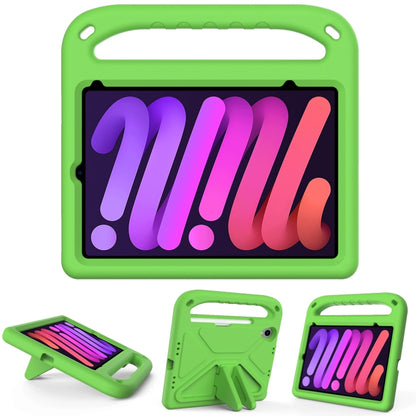 Green shockproof EVA tablet case with handle and triangle stand, front access port