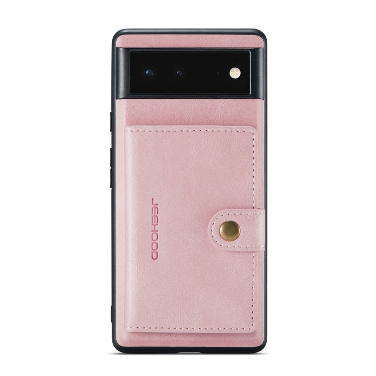 Pink magnetic phone case with detachable card holder pocket and gold-tone snap