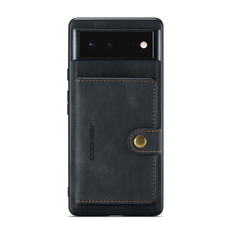 Black magnetic phone case with detachable card holder pocket and stitched details