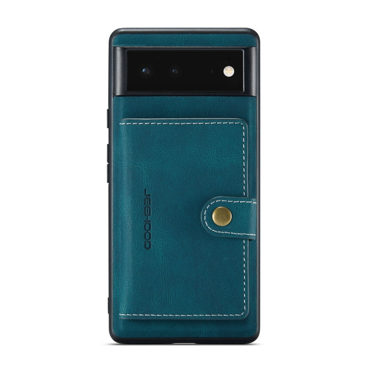 Teal magnetic phone case with detachable card holder pocket and gold-tone snap