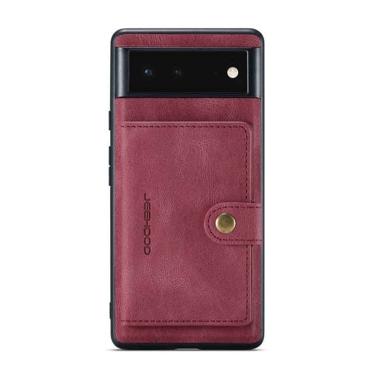 Burgundy retro magnetic detachable phone case with card sleeve and snap button