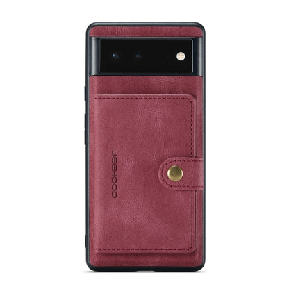 Burgundy retro magnetic detachable phone case with card sleeve and snap button