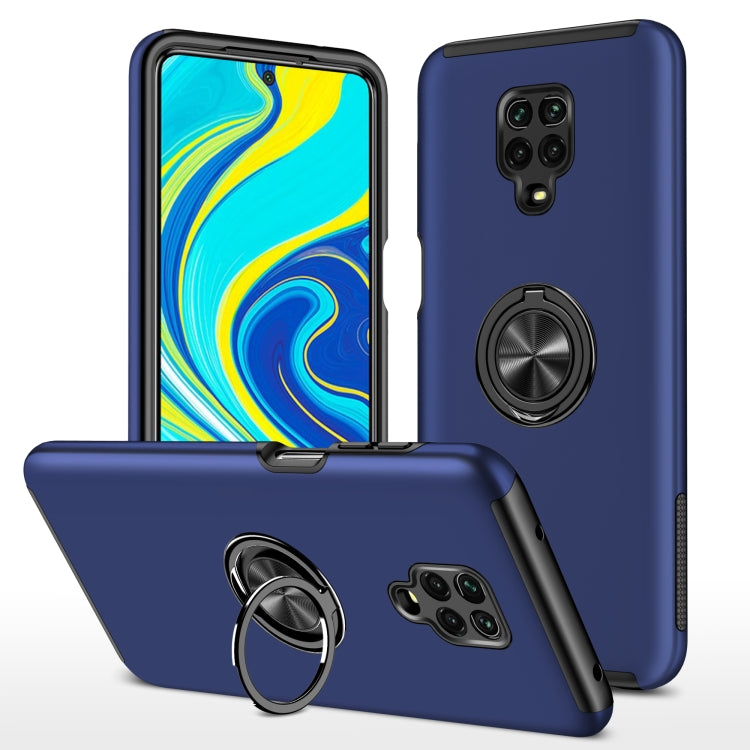 Blue magnetic phone case with invisible ring holder and camera-protecting cutouts