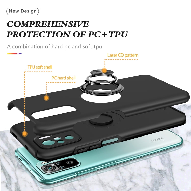PC and TPU phone case with magnetic ring holder and side camera opening