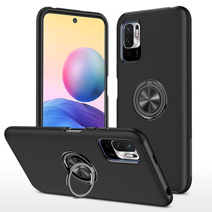 Black phone case with magnetic ring holder and raised camera protection