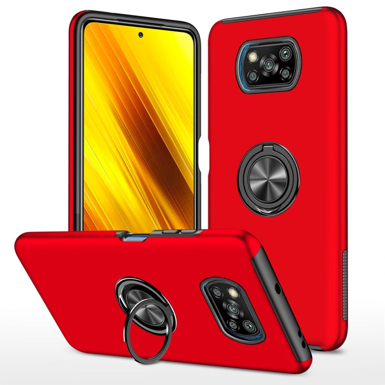 Red TPU phone case with magnetic ring holder and centered circular grip on back.