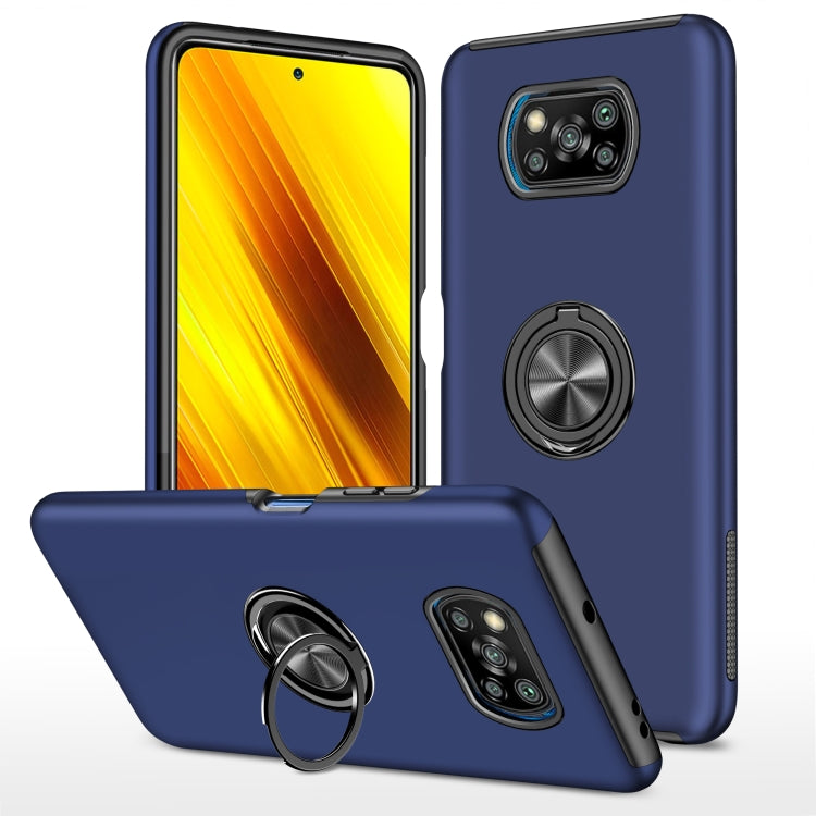 Navy magnetic phone case with ring holder and camera opening with raised edges