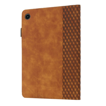 Brown flip tablet case with rhombus textured spine panel