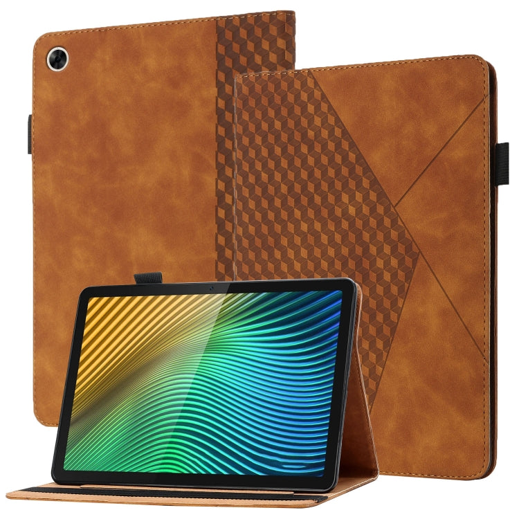 Brown rhombus-texture flip tablet leather case with card slots and stand