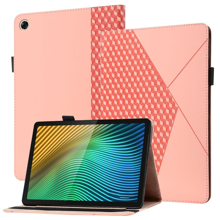 Pink rhombus-texture flip tablet leather case with card slots and stand
