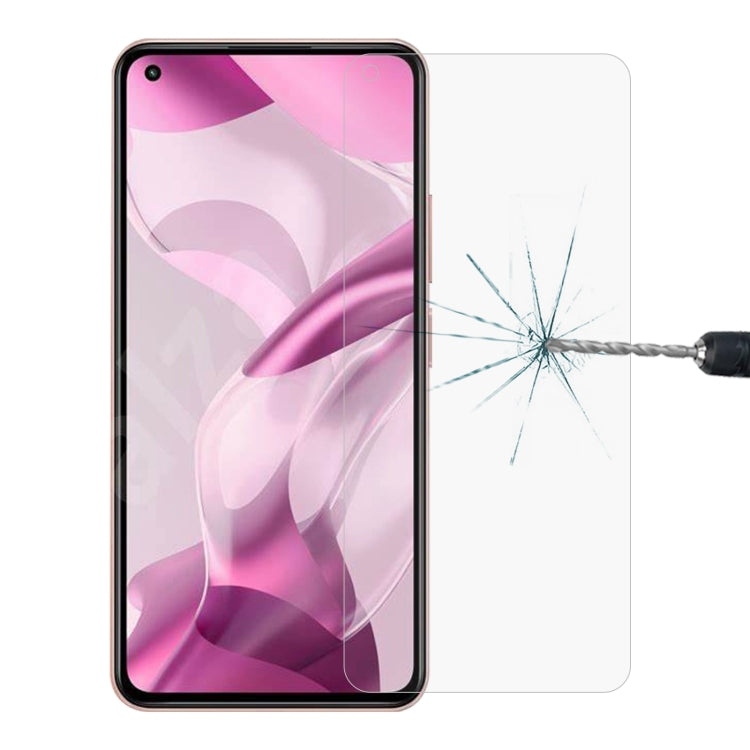 Tempered glass screen protector film on phone screen, crack resistance test shown