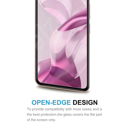 Open-edge design tempered glass screen protector covering flat screen area