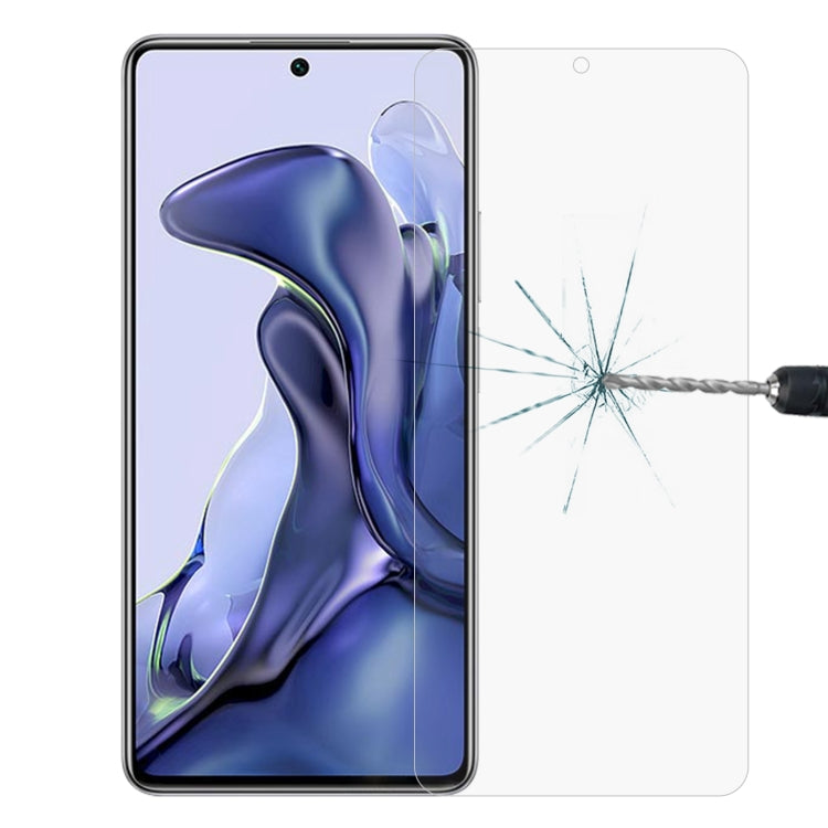 Tempered glass screen protector film applied to phone with impact crack test