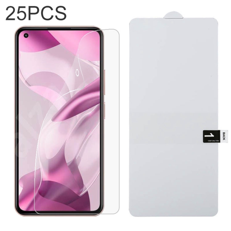 Set of 25 full-screen hydrogel phone screen protectors, clear film