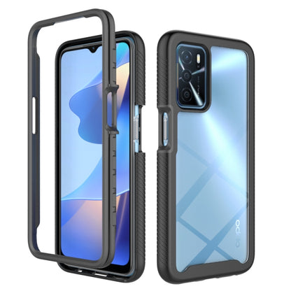 Black shockproof phone case with textured bumper and camera cutout for OPPO A16